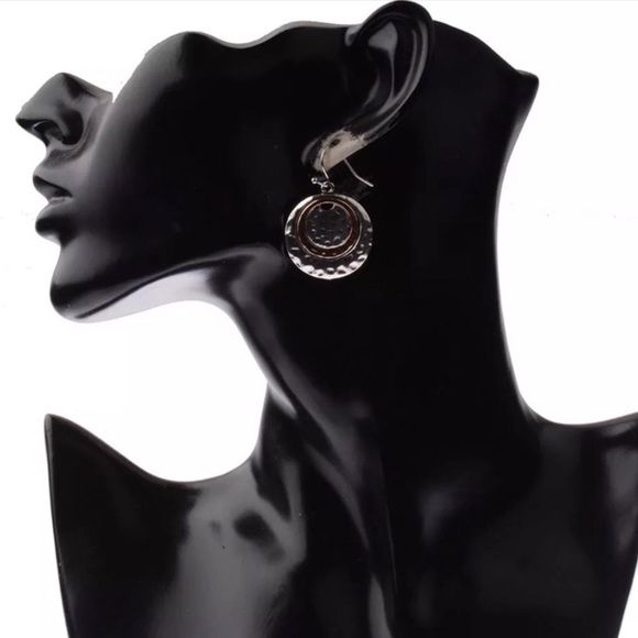 🆕BOHOCHIC SILVER/GOLD ROUND INLAY DROP EARRINGS - Picture 3 of 14